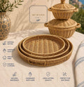set of 3 rattan trays
